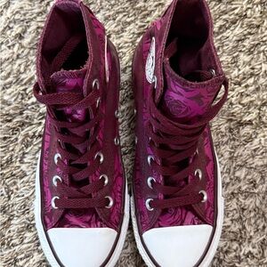Converse Burgundy Floral High-Tops